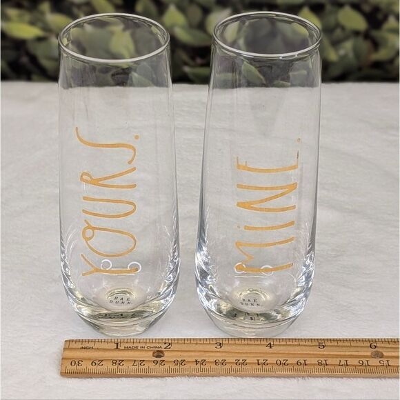 Rae Dunn MINE and YOURS Stemless Champagne Flutes - Set of 2 - Picture 6 of 8